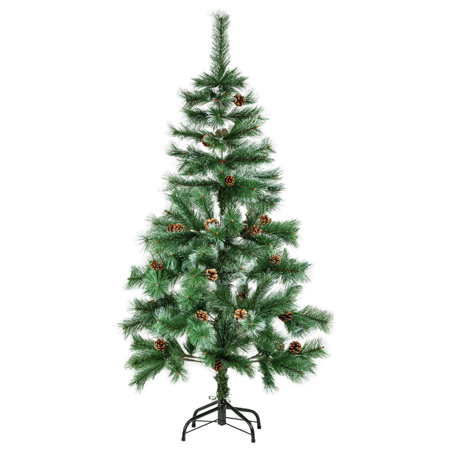 

Елка искусственная Золотая Сказка Velvet Pinewood, высота: 1.5 м, иглы: 5 см, нижний ярус: 71 см, хвоя: ПВХ, зеленый, с инеем и шишками (591703)