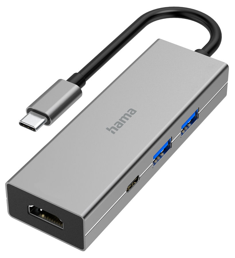 Концентратор Hama H-200107, 2xUSB 3.0, 1xUSB-C, серый + 1xHDMI (H-200107)