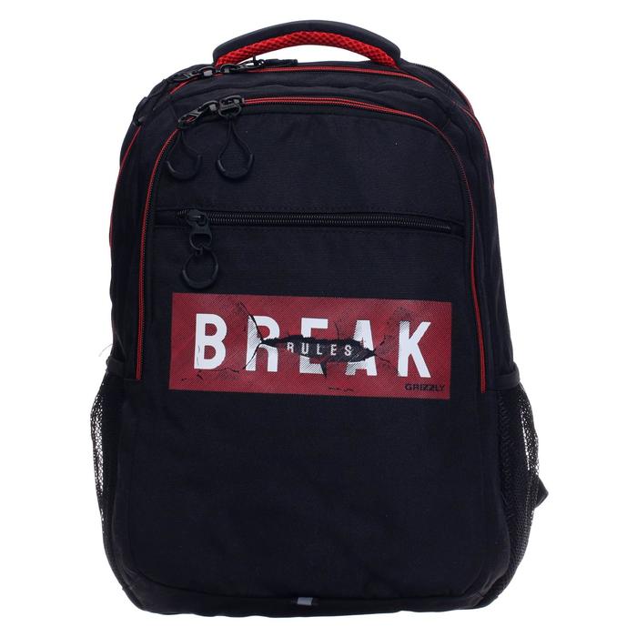 

Рюкзак GRIZZLY BREAK RULES, анатомическая спинка, 3 отделения, черный (RU-132-2/2)
