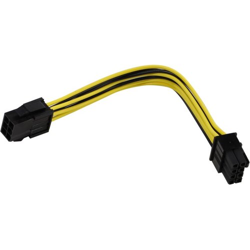

Переходник питания (адаптер) PCI-E 6-pin(M)-PCI-E 8-pin(M), 10см, черный Noname (442213), 0
