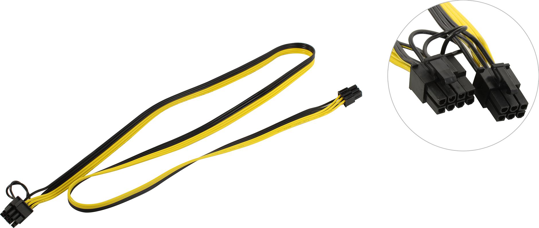 

Переходник питания (адаптер) PCI-E 6-pin(M)-PCI-E 6+2Pin(M), 1м, черный (540029), 0