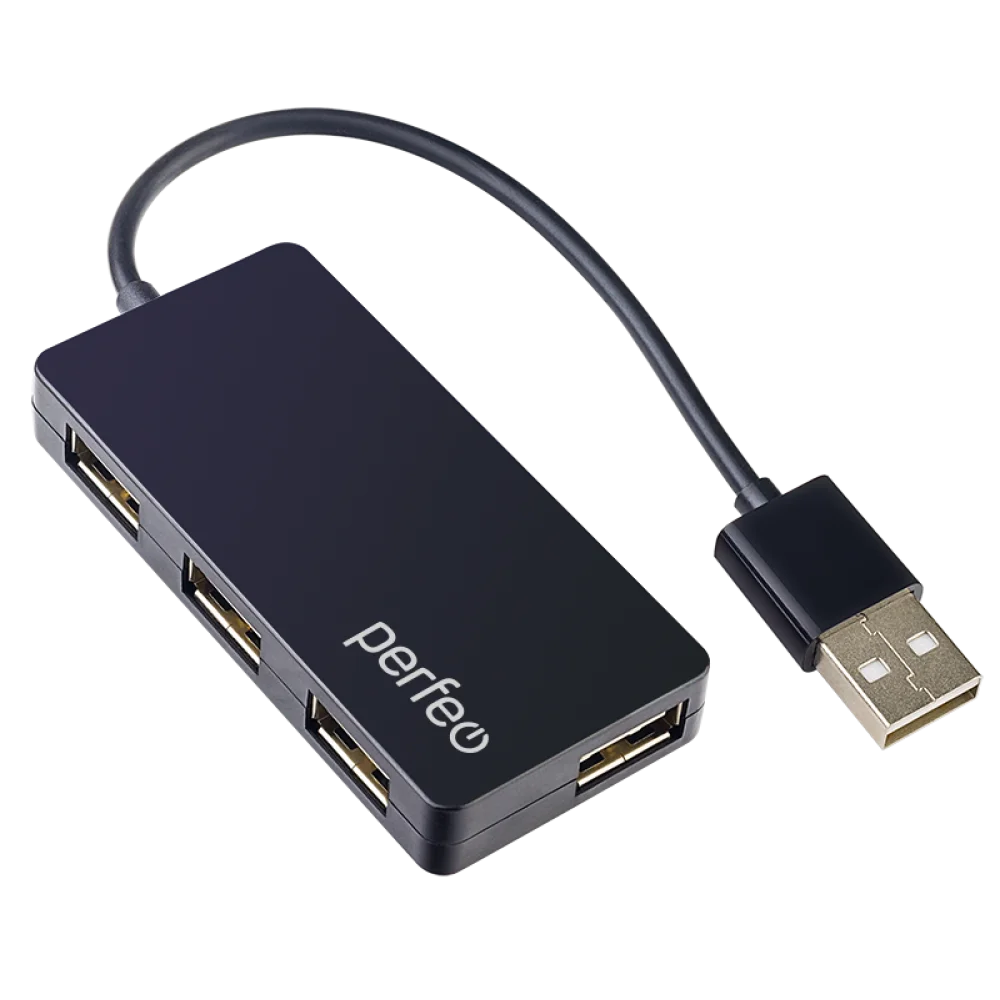 Концентратор Perfeo PF-VI-H023 Black, 2xUSB 2.0, черный (PF_C3217)