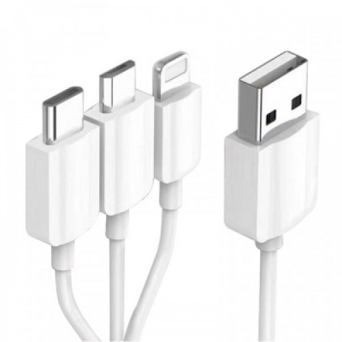 

Кабель USB-Micro USB/USB Type-C/Lightning 8-pin, 2.5A, 20см, белый KS-IS (KS-478W-0.2)
