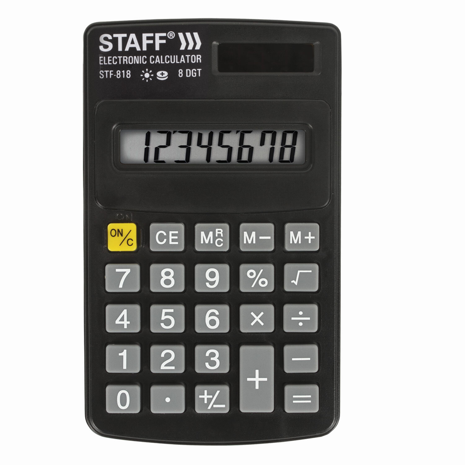 Калькулятор карманный STAFF STF-818, 8-разрядный, однострочный экран, черный (250142)
