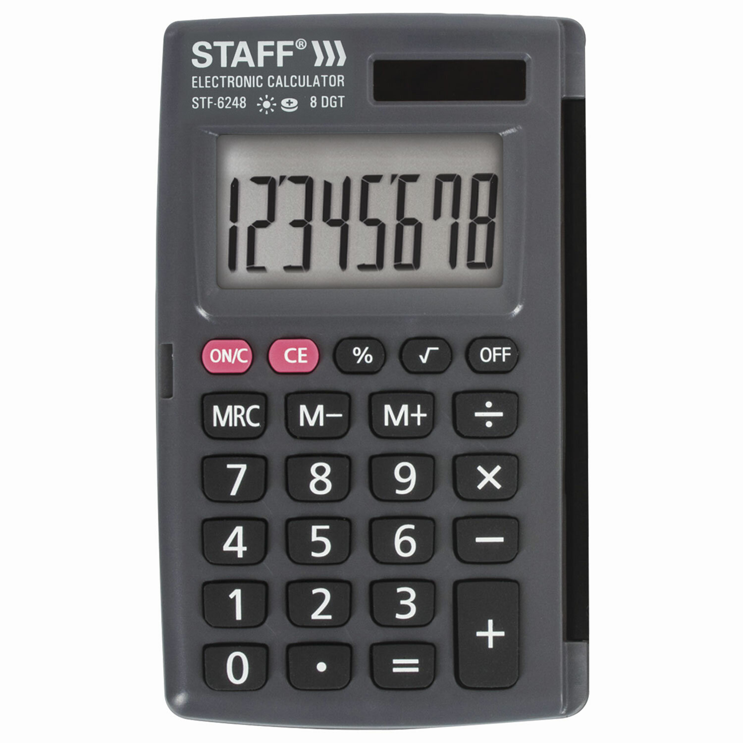 Калькулятор карманный STAFF STF-6248, 8-разрядный, однострочный экран, черный (250284)
