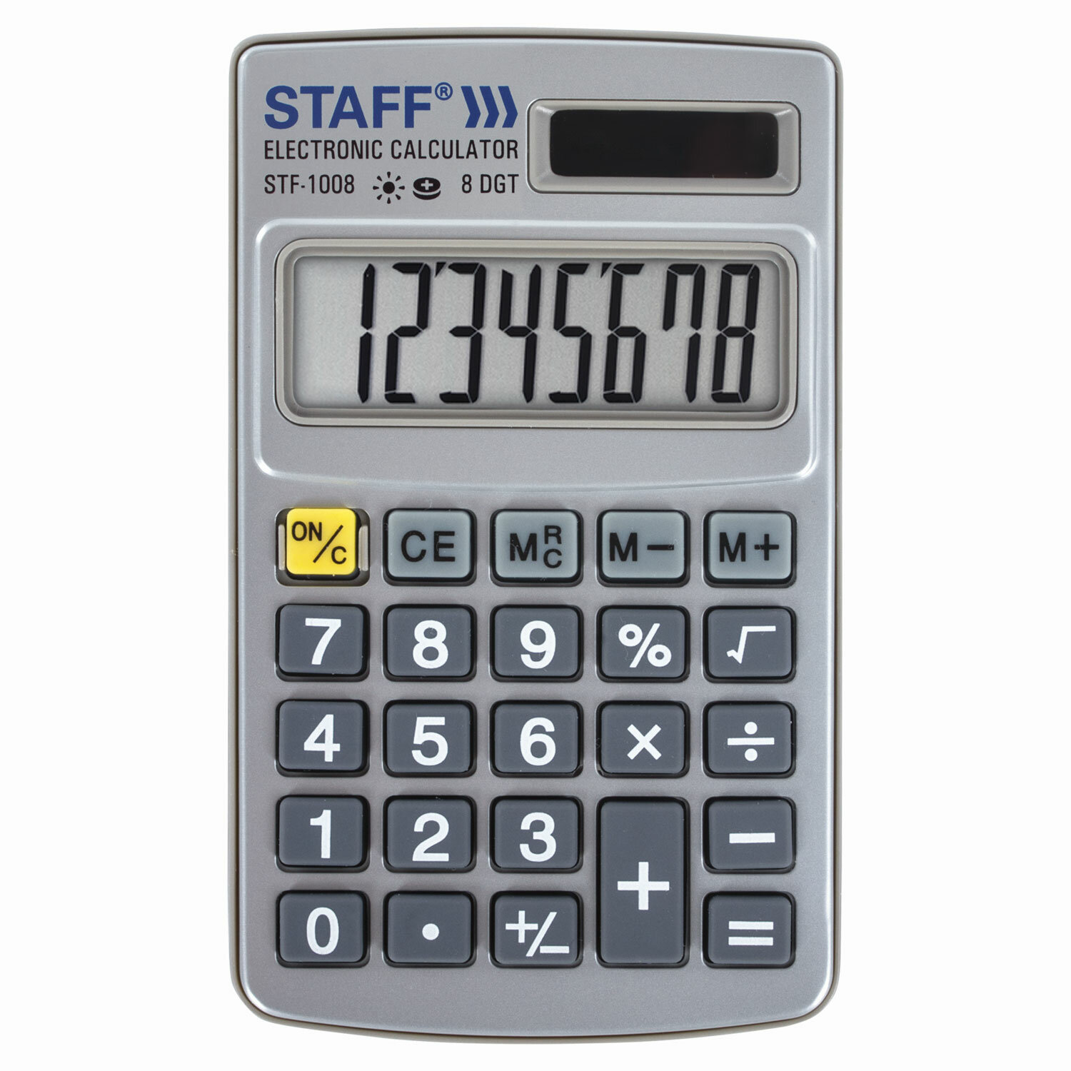 

Калькулятор карманный STAFF STF-1008, 8-разрядный, однострочный экран, серебристый (250115), STF-1008