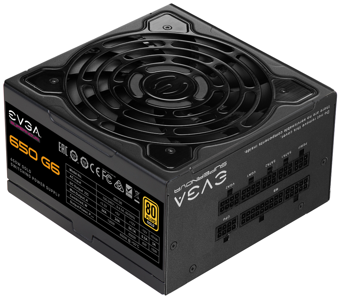 

Блок питания 650Вт ATX EVGA SuperNOVA 650 G6 650W, 135 мм, 80 Plus Gold (220-G6-0650-X2), Черный, SuperNOVA 650 G6 650W