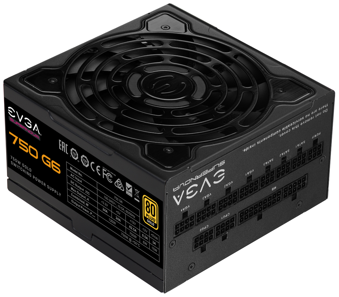 

Блок питания 750Вт ATX EVGA SuperNOVA 750 G6, 135 мм, 80 Plus Gold (220-G6-0750-X2), Черный, SuperNOVA 750 G6
