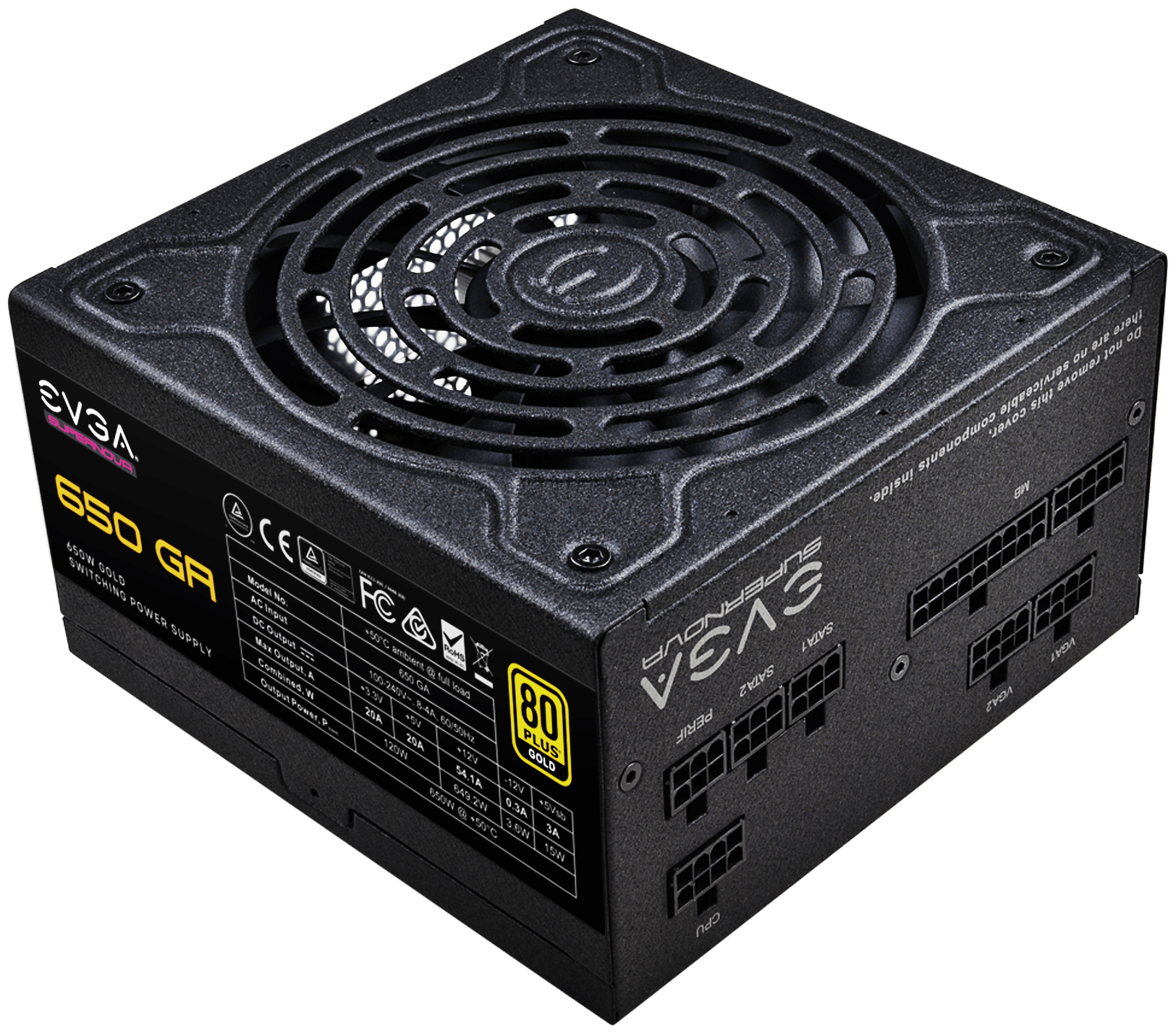 

Блок питания 650Вт ATX EVGA SuperNOVA 650 GA 650W, 135 мм, 80 Plus Gold (220-GA-0650-X2), Черный, SuperNOVA 650 GA 650W