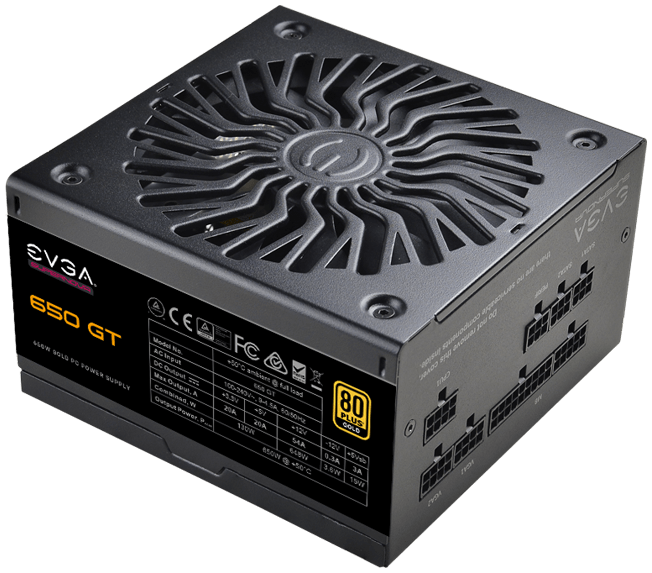 

Блок питания 650Вт ATX EVGA SuperNOVA 650 GT 650W, 135 мм, 80 Plus Gold ( 220-GT-0650-Y2), Черный, SuperNOVA 650 GT 650W