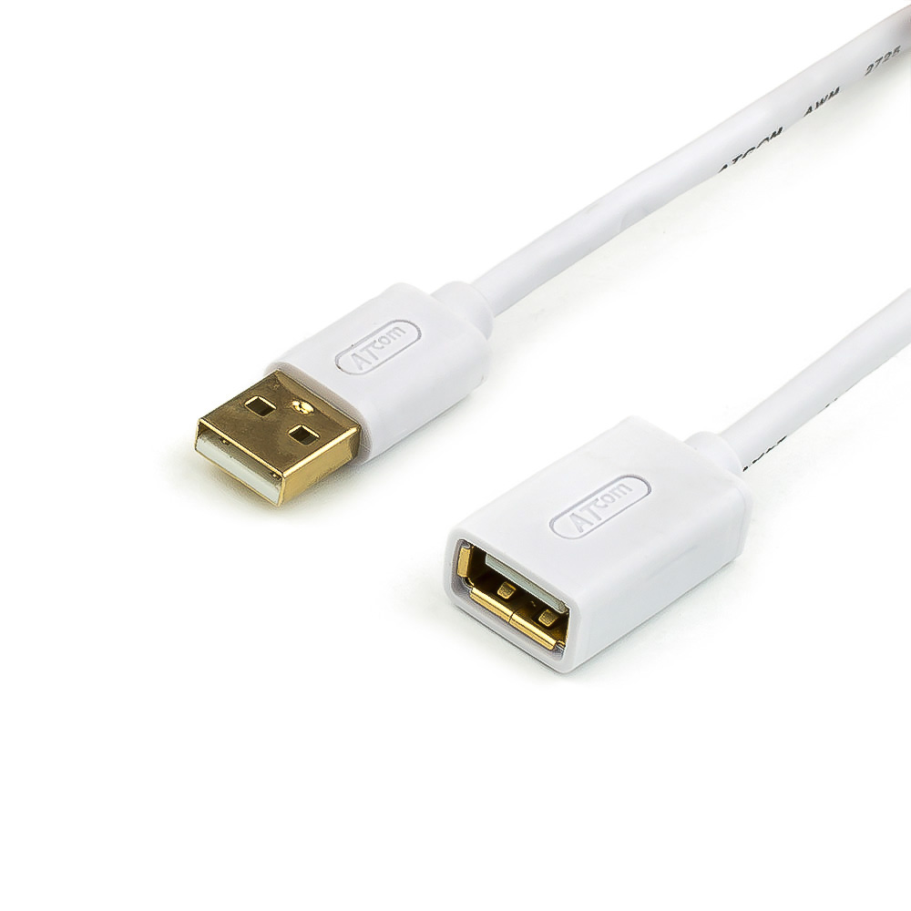 

Кабель-удлинитель USB 2.0(Af)-USB 2.0(Am), экранированный, 1.8м, белый ATCOM (AT3688), 0