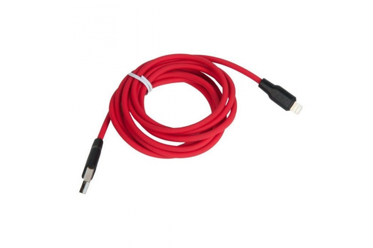 

Кабель Lightning 8-pin-USB, 2.4A, 2м, красный HOCO Silicone x21plus (708025), x21plus