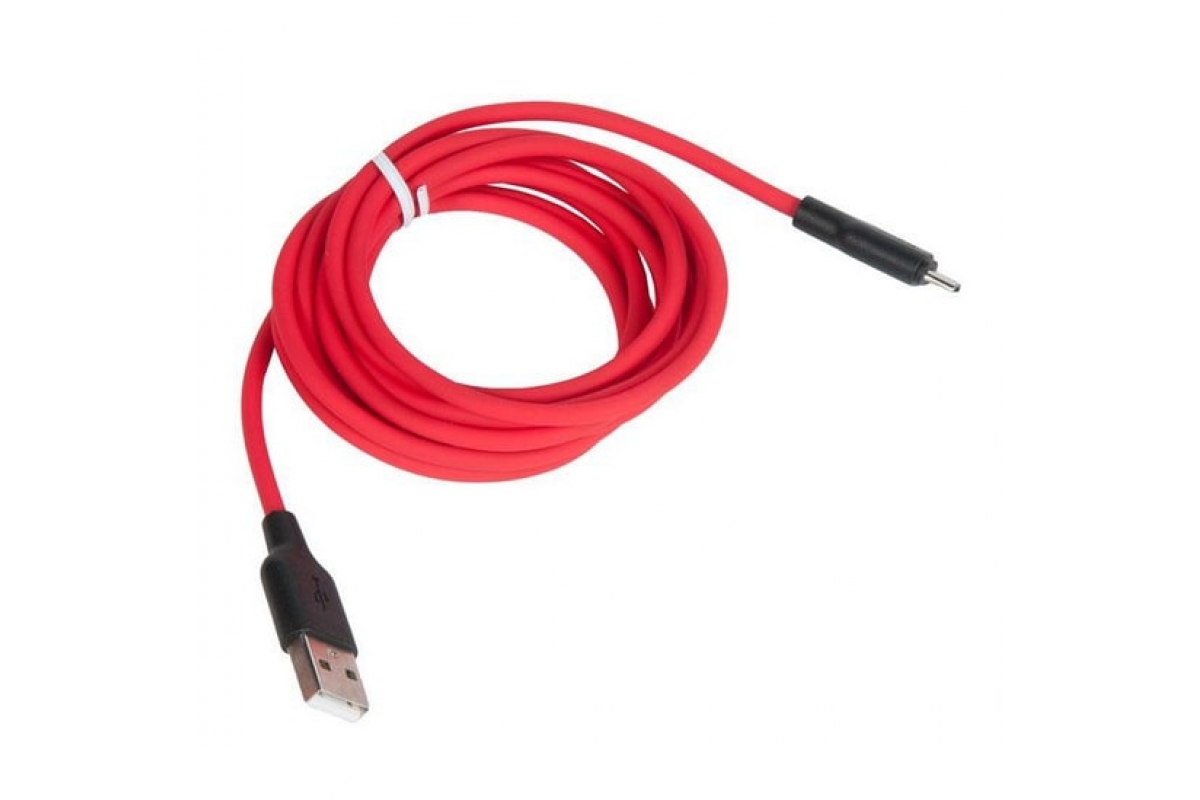 

Кабель Micro USB-USB, 2.4A, 2м, красный HOCO Silicone x21plus (708029), x21plus
