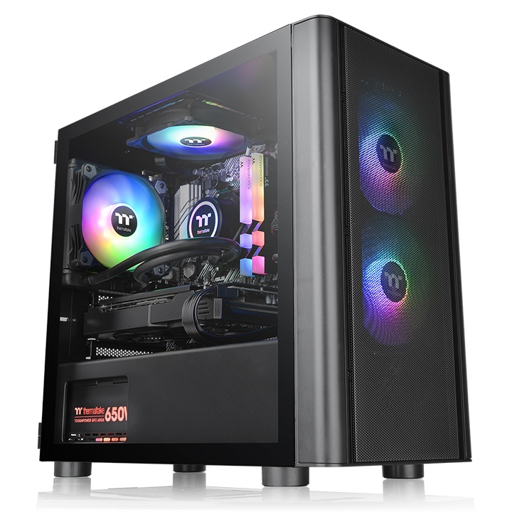 Корпус Thermaltake V150 TG ARGB Breeze Edition, mATX, Micro-Tower, USB 3.0, черный, Без БП (CA-1R1-00S1WN-02)