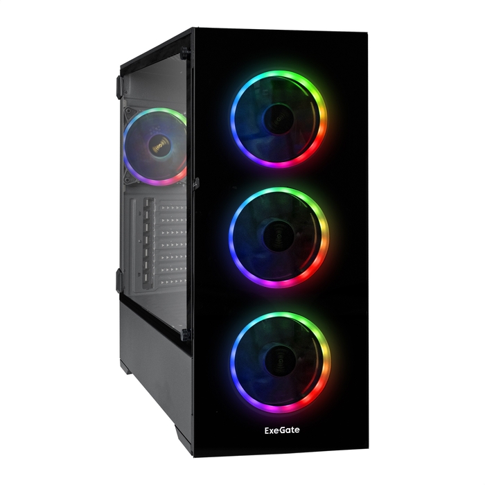 Корпус ExeGate i3 MAX-NPX500, EATX, Midi-Tower, USB 3.0, RGB подсветка, черный, 500 Вт (EX290159RUS)