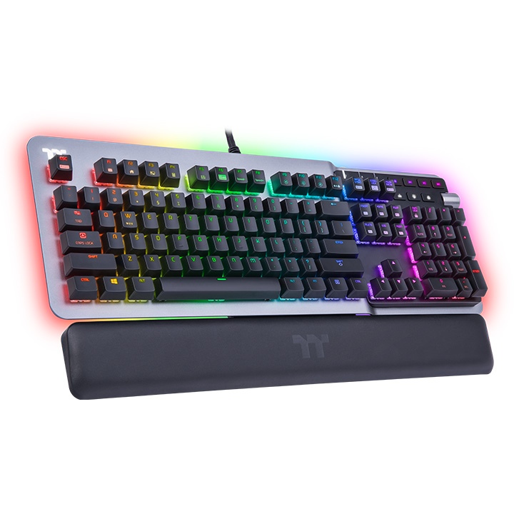 

Клавиатура проводная THERMALTAKE ARGENT K5 RGB, механическая, Cherry MX Speed Silver, подсветка, USB, титановый (GKB-KB5-SSSRUS-01), ARGENT K5 RGB