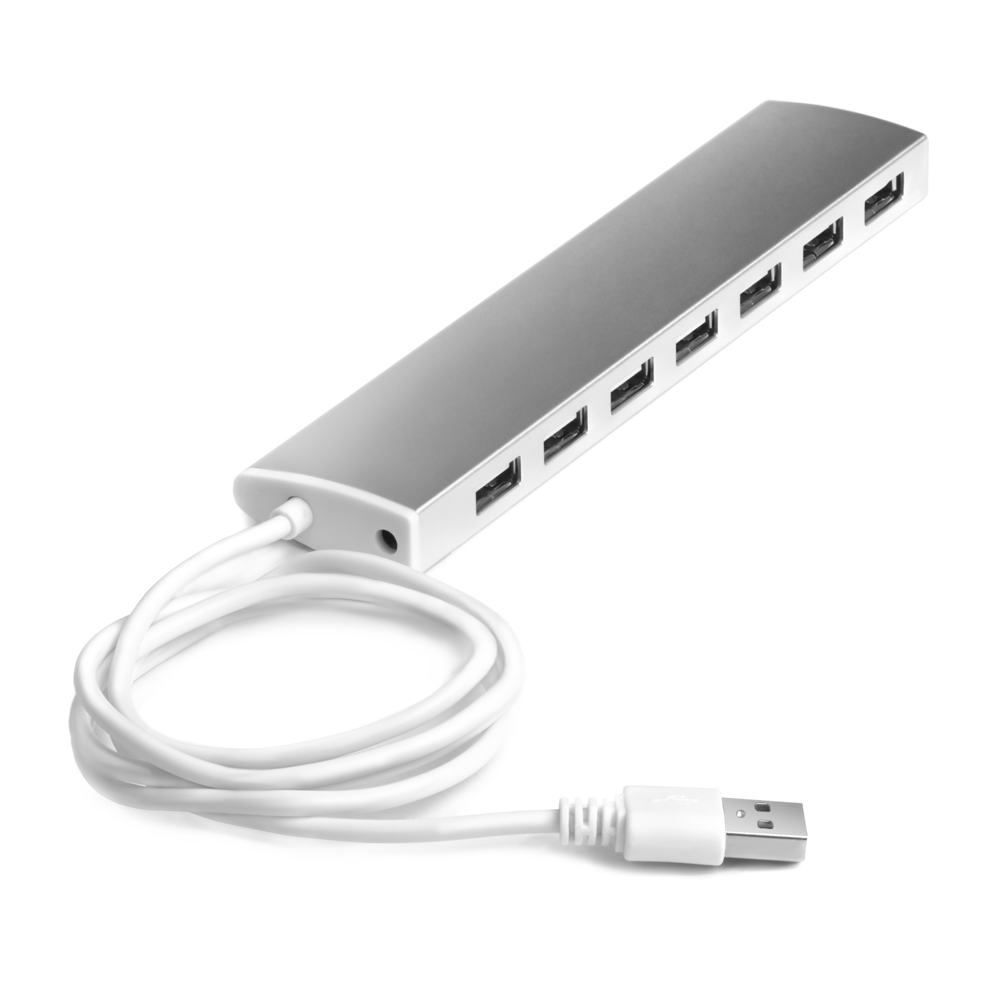 Концентратор Greenconnect GCR-UH217S, 7xUSB 2.0, серебристый + разъем для доп.питания