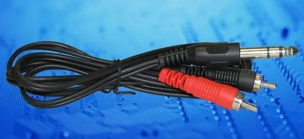 

Кабель 2xRCA(M)-Jack 6.3mm(M), 1.2м, черный (N.1.1020-1.2M-PB), 0