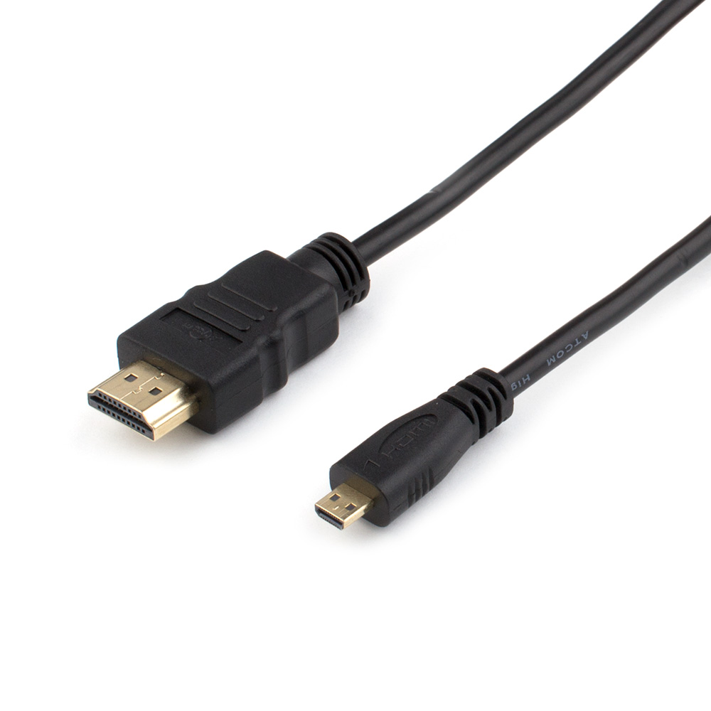 

Кабель HDMI(19M)-Micro HDMI(19M) v1.4 4K, экранированный, 1 м, черный Atcom (AT5267)