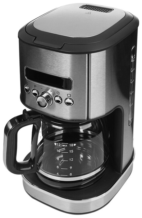 

Кофеварка капельная Kitfort KT-767, 1.04 кВт, кофе молотый, 1.8 л/1.8 л, дисплей, нержавеющая сталь/черный (1548900), KT-767