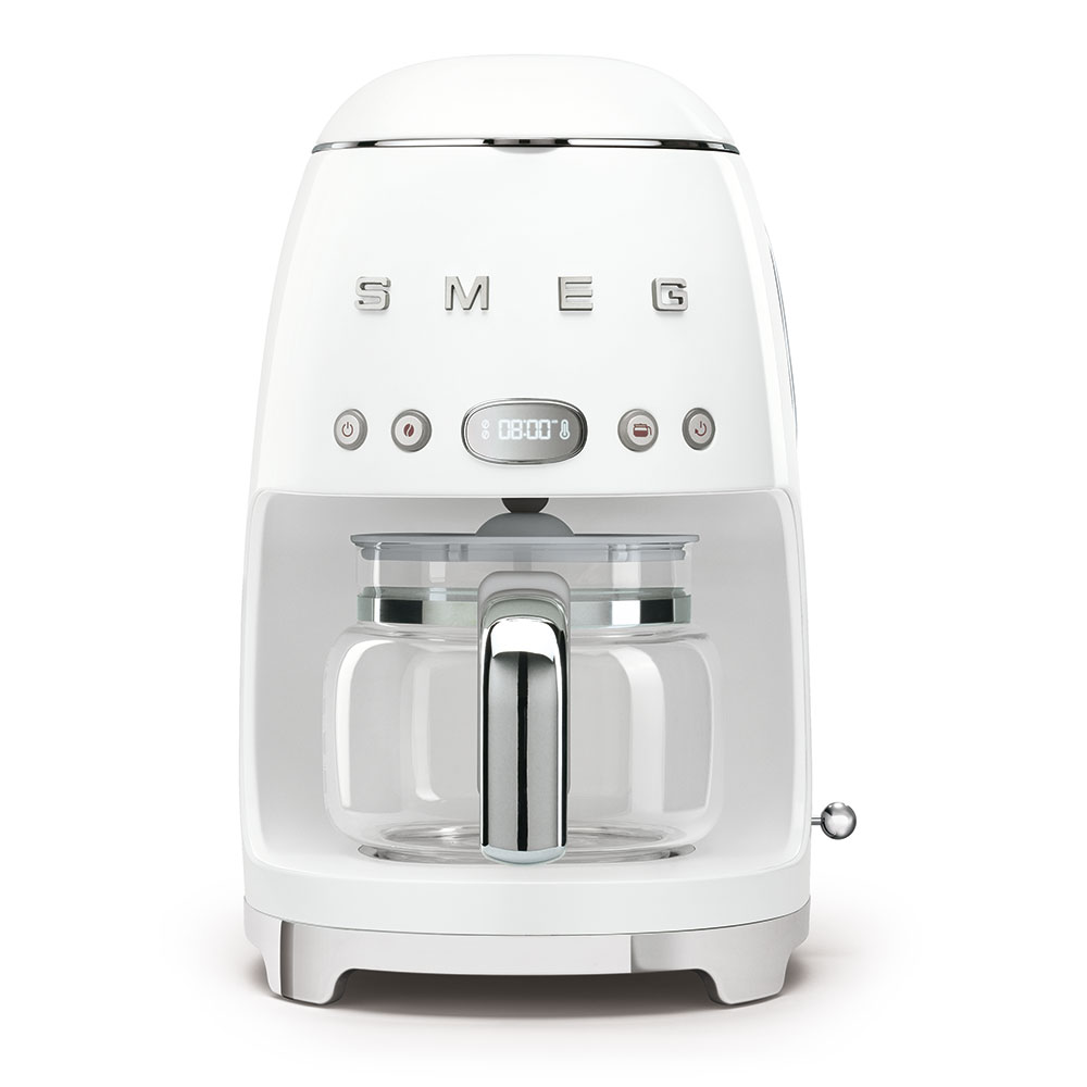 

Кофеварка капельная SMEG 50's Style DCF02WHEU, 1.05 кВт, кофе зерновой, 1.4 л/1.4 л, дисплей, белый (2000049617), DCF02WHEU