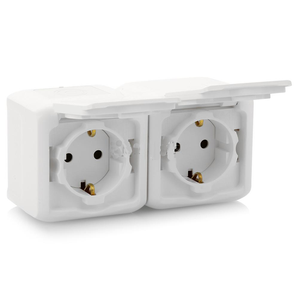 

Розетка Legrand Quteo, открытый монтаж, 2-х постовая, с з/к, со шторками, с крышкой, 16A, в сборе, IP44, белый (782323)