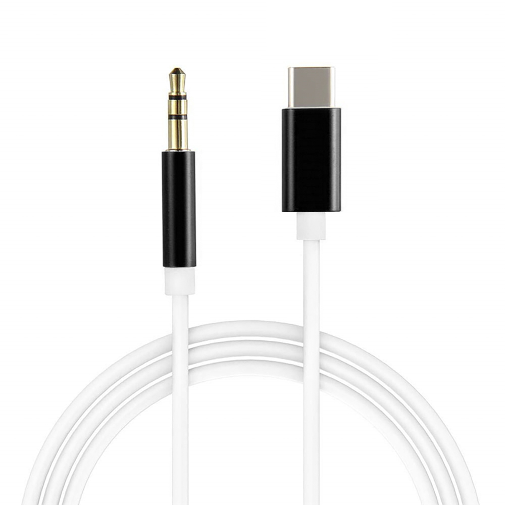 Кабель Jack 3.5mm(M)-USB Type-C(m), экранированный, белый/черный Greenconnect GCR-UCAUX (GCR-52329)