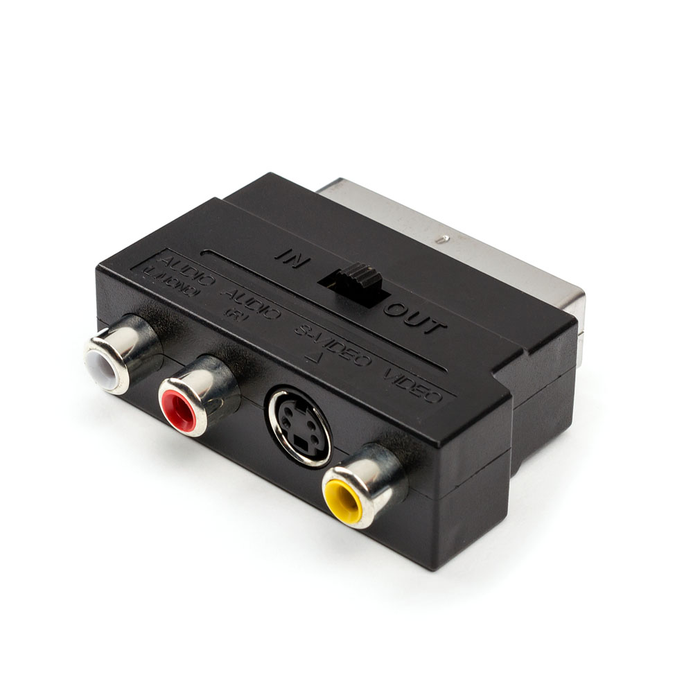 

Переходник (адаптер) S-Video 4-pin(F)+3xRCA(F)-SCART(M), черный Atcom (AT1010), 0