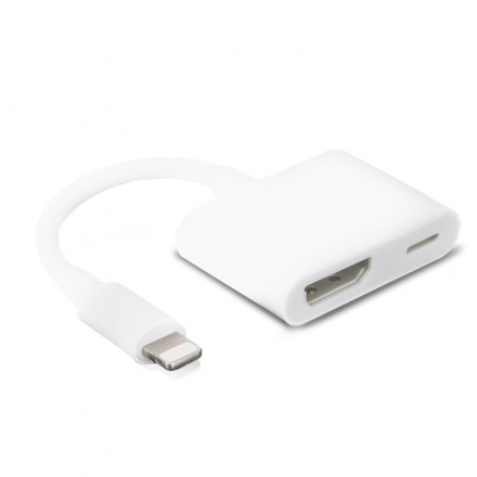 

Кабель-переходник (адаптер) Lightning 8-pin(M)-HDMI(19F)/Lightning 8-pin(F), белый KS-is (KS-381)