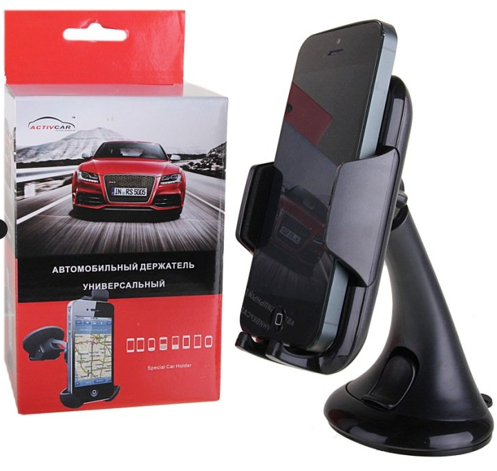 

Держатель автомобильный Activcar ACC-RDA-101, раздвижной для смартфонов присоска на стекло, черный, ACC-RDA-101