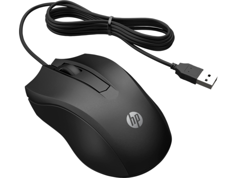 Мышь проводная HP Wired Mouse 100 1600dpi оптическая светодиодная USB черный 6VY96AA 480₽