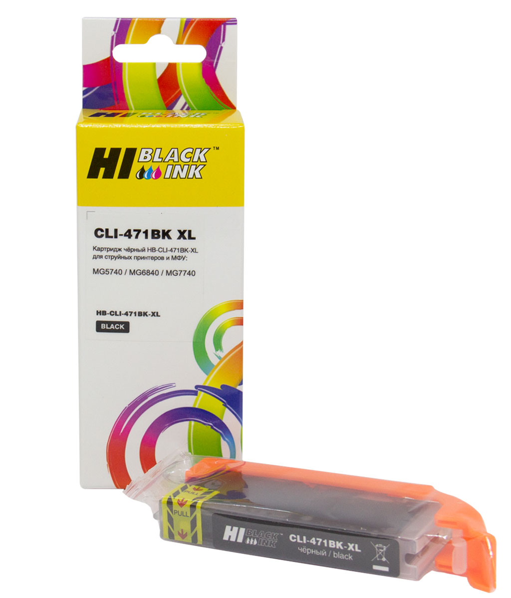 

Картридж струйный Hi-Black HB-CLI-471XLBK (CLI-471XLBK/0346C001), черный, совместимый, для Canon CMG5740/MG6840/MG7740