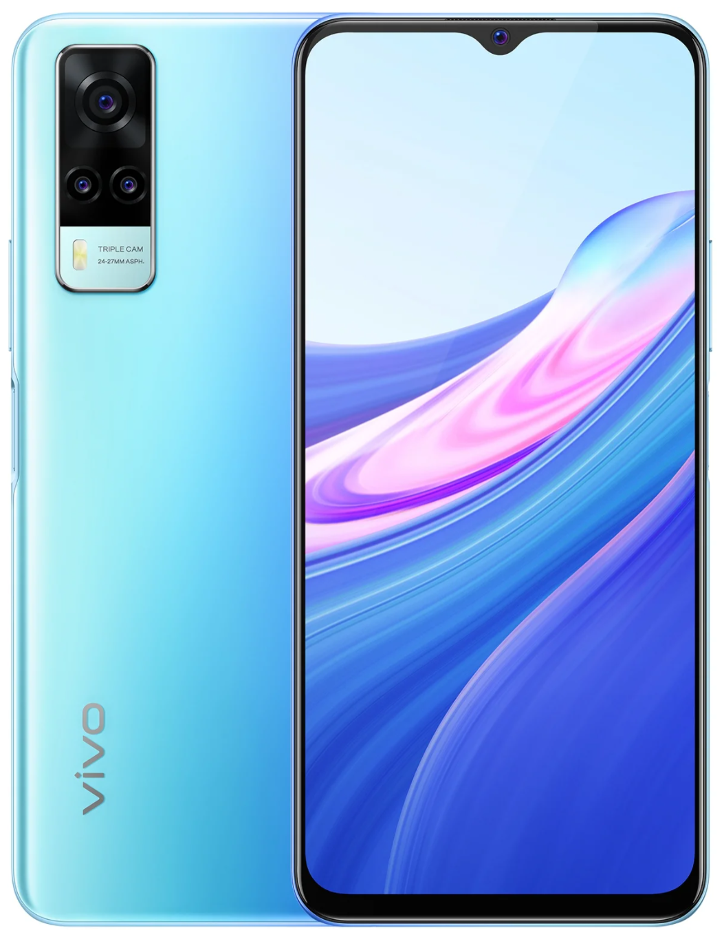 Смартфон Vivo Y31, 6.58" 2408x1080 IPS, Qualcomm Snapdragon 662, 4Gb RAM, 64Gb, 3G/4G, NFC, Wi-Fi, BT, 3xCam, 2-Sim, 5000mAh, USB Type-C, Android 11, голубой (5657474)