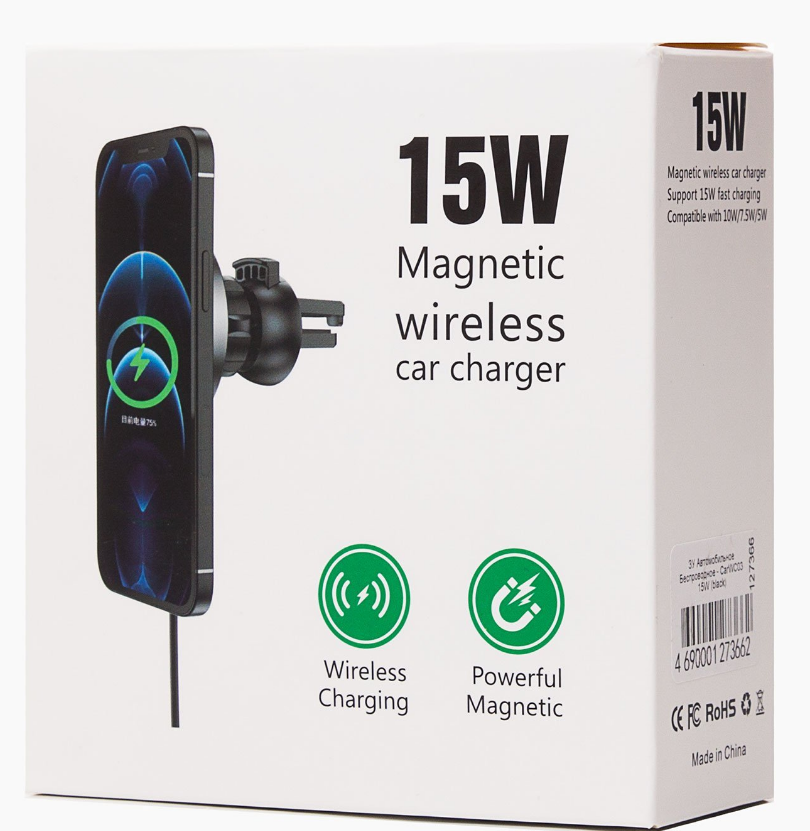 

Держатель автомобильный CarWC03, магнитный для смартфонов зажим в воздуховод, черный, CarWC03