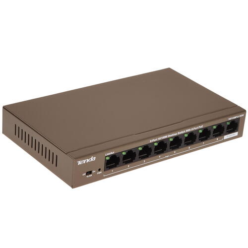 

Коммутатор Tenda TEF1109P, кол-во портов: 9x100 Мбит/с, PoE (макс. 100 Вт) (TEF1109P-8-102W), TEF1109P