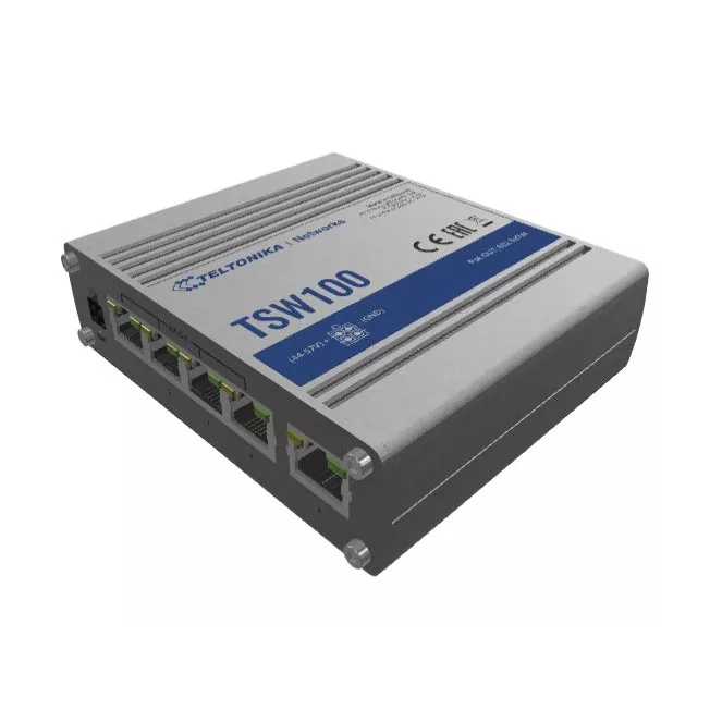 

Коммутатор Teltonika TSW100, кол-во портов: 5x1 Гбит/с, PoE (макс. 120 Вт) (SW1000000), TSW100