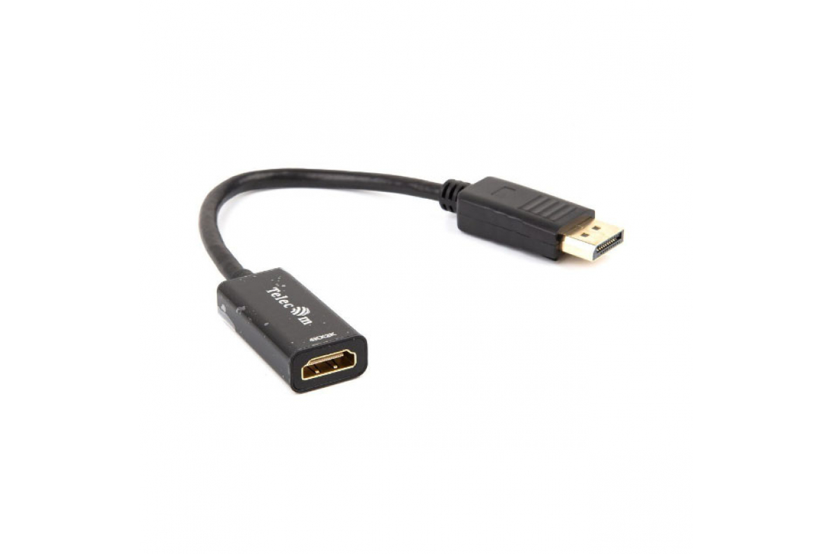 

Кабель DisplayPort(20M)-HDMI(19F) 4K, экранированный, 15 см, черный Telecom (TA801-0.15м)