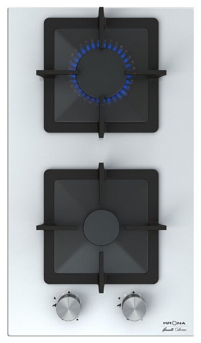 

Газовая варочная панель Krona CALORE, 2 конфорки, панели конфорок – белый (00026311), CALORE