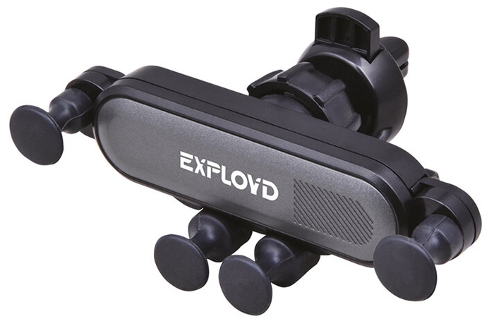 Держатель автомобильный EXPLOYD Classic EX-H-746, гравитационный держатель для смартфонов зажим в воздуховод, черный/серый