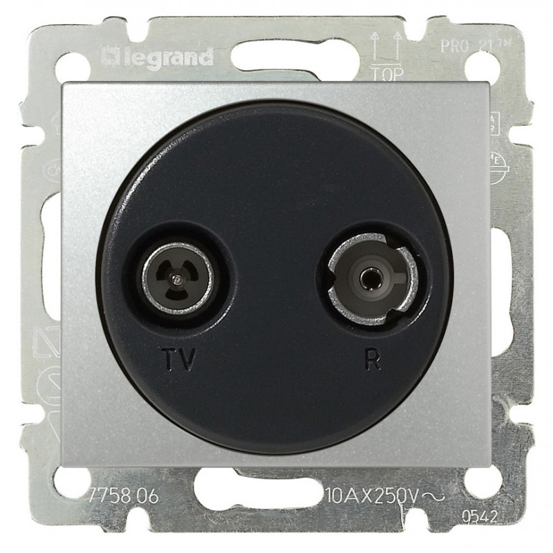 

Розетка TV+RD(FM) Legrand Valena, алюминий, проходная, без рамки (770134)