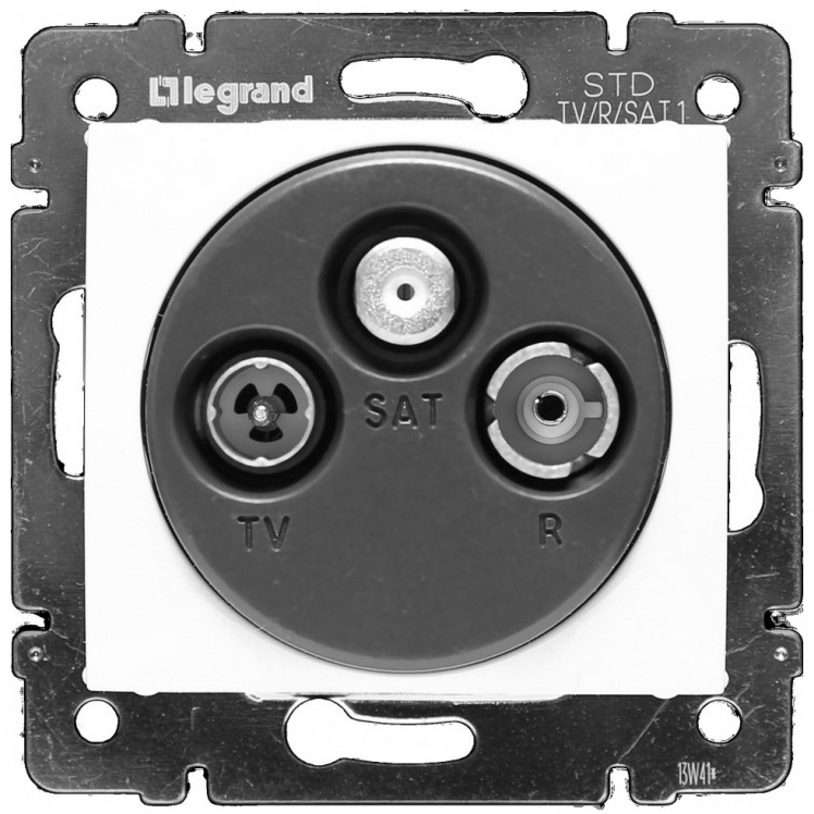 

Розетка TV+RD(FM)+SAT Legrand Valena, белый, простая для схемы "звезда" (774435)