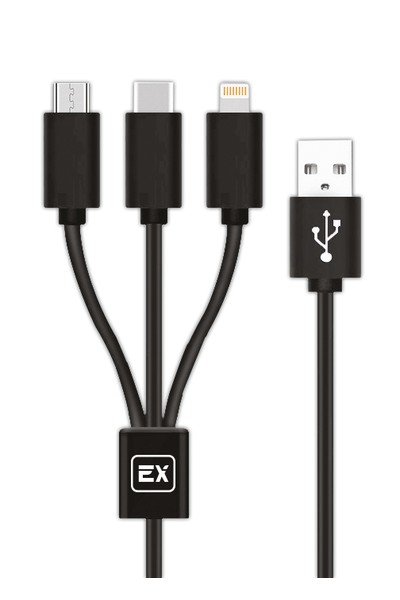 

Кабель USB 2.0(Am)-Lightning 8-pin(m)+Micro USB 2.0(Am)+USB 2.0 Type-C(m), 2.1A, 1.2м, черный Exployd Classic (EX-K-646)