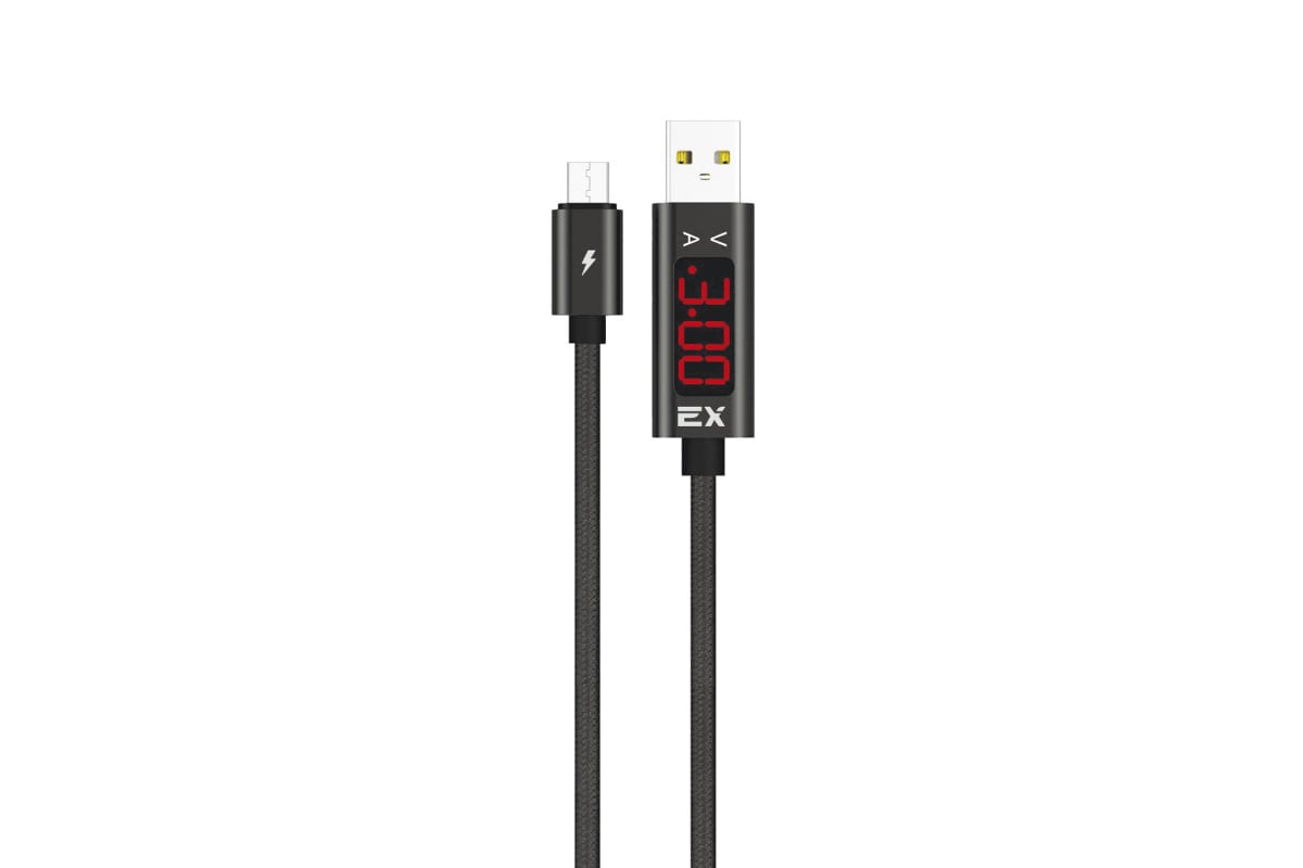 

Кабель Micro USB-USB, 3A, 1м, черный Exployd Classic Display (EX-K-1046), Display