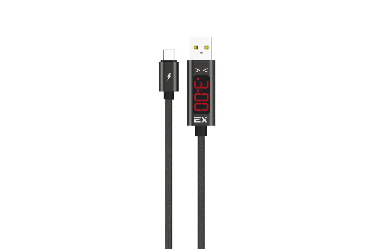 

Кабель USB 2.0 Type-C(m)-USB 2.0(Am), 3A, 1м, черный Exployd Classic Display (EX-K-1047), Display