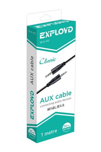 

Кабель Jack 3.5mm(M)-Jack 3.5mm(M), экранированный, 1м, черный EXPLOYD classic (EX-K-472)