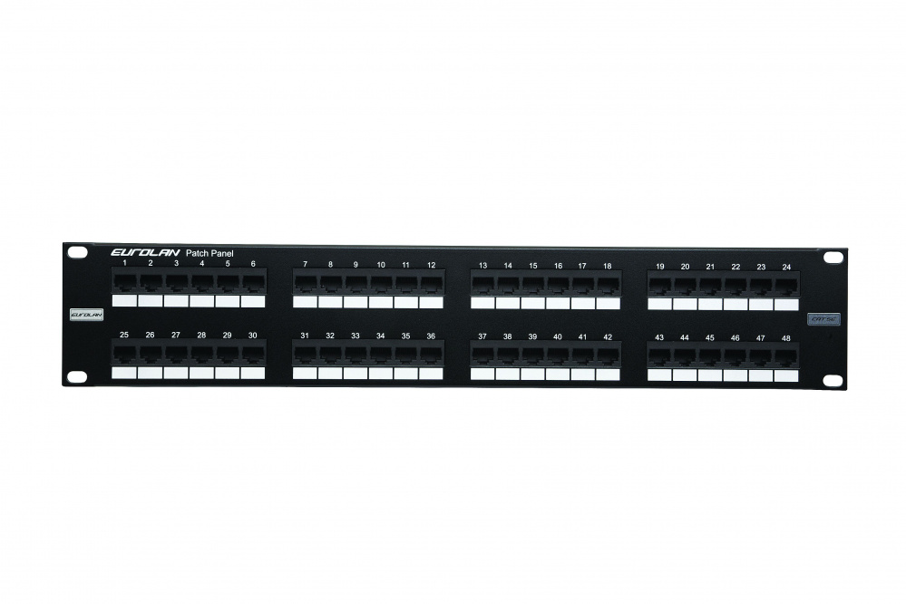 

Патч-панель в шкаф 19" 2U, порты: 48 x RJ-45 кат. 5e, черный, Eurolan (27B-U5-48BL)