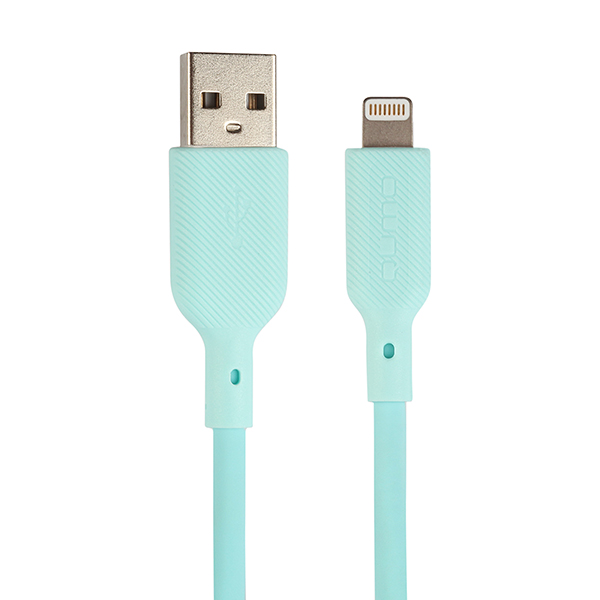 

Кабель USB-Lightning 8-pin, OTG, MFi, 2.4A, 1м, голубой Qumo (32990)