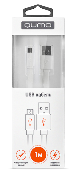 

Кабель USB-Micro USB, OTG, 2A, 1м, белый Qumo (20516)