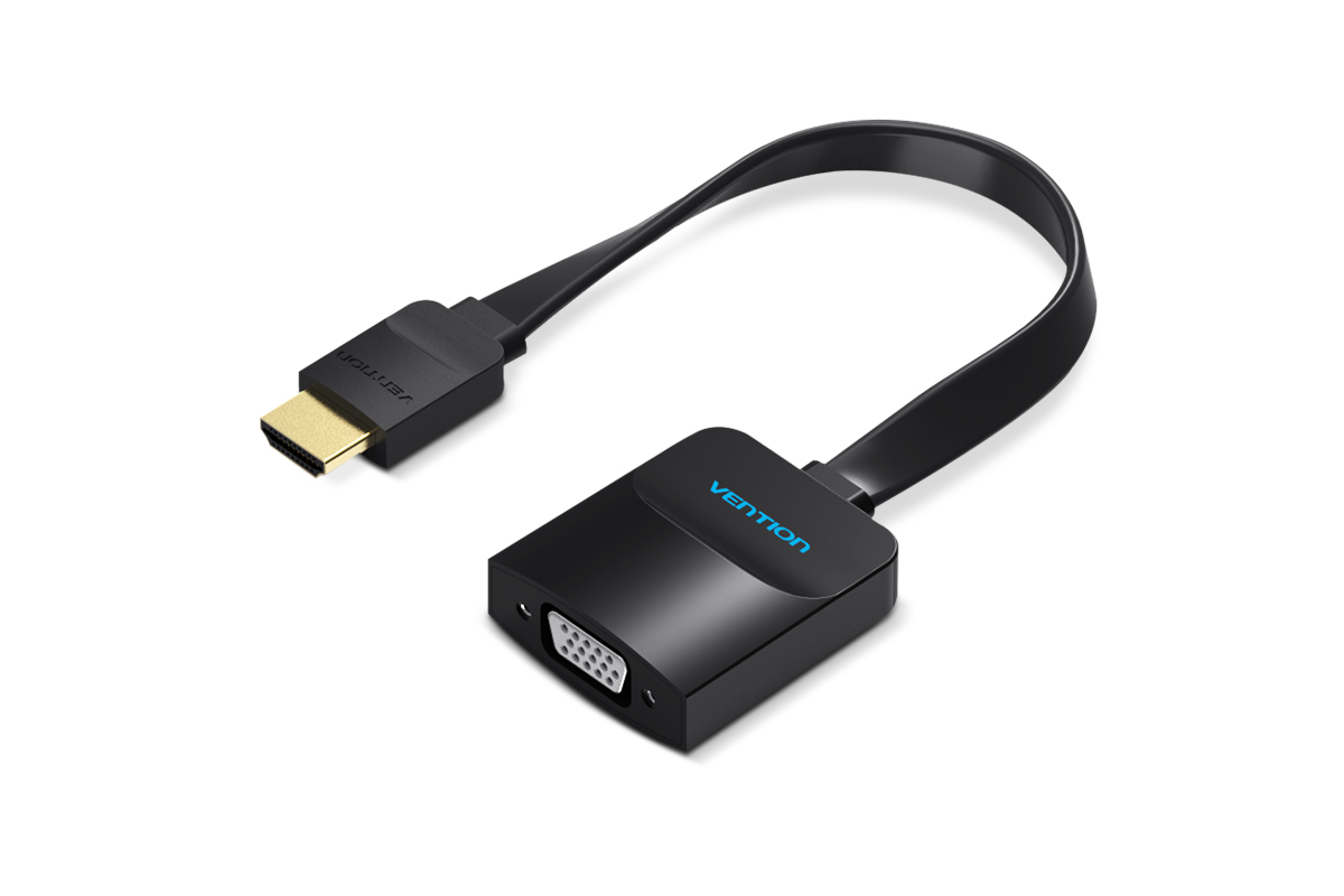

Кабель-переходник (адаптер) HDMI(19M)-VGA(15F) 4K, плоский, черный Vention (ACKBB)