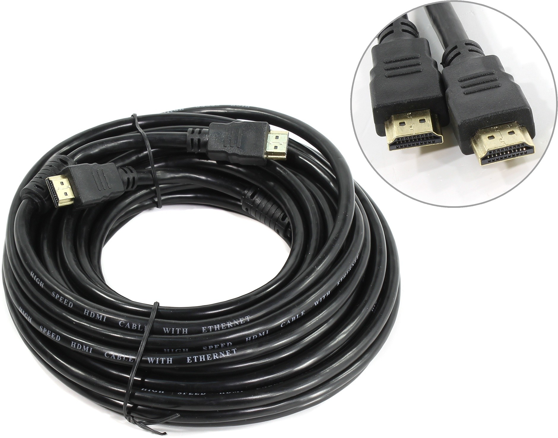 

Кабель HDMI(19M)-HDMI(19M) v1.4 4K, экранированный, ферритовый фильтр, 10 м, черный Smartbuy (K302)